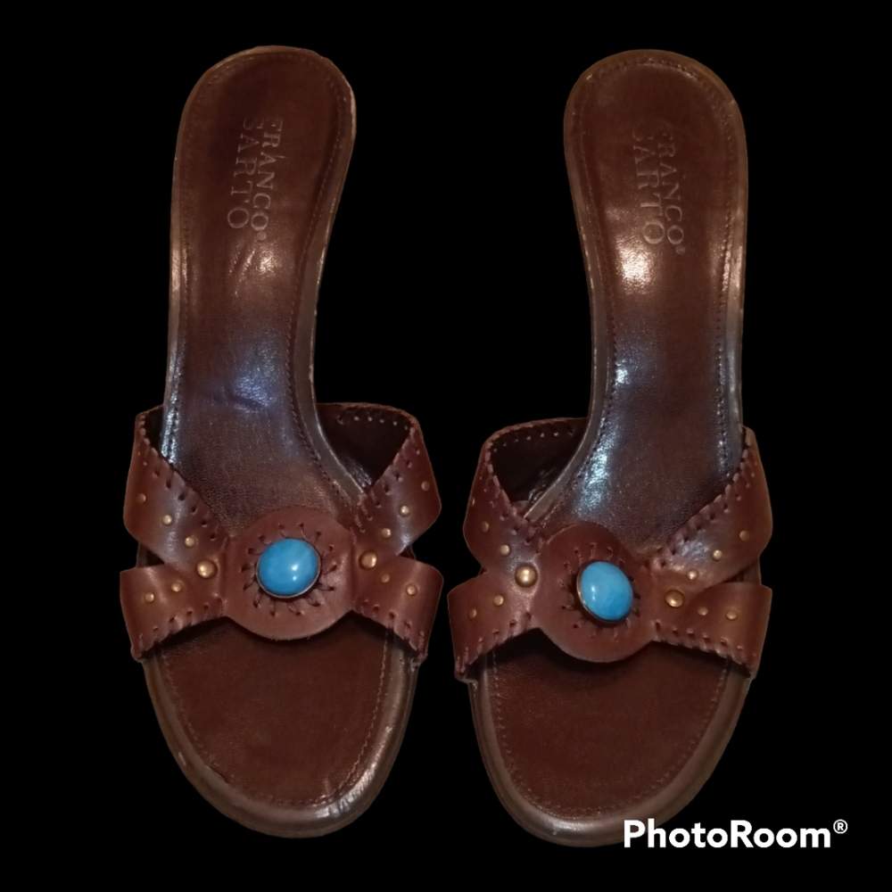 Franco Sarto Brown Leather Sandals